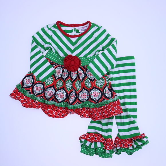 Counting Daisies Girls Green | Red Apparel Sets size: 12 Months - Picture 2 of 2